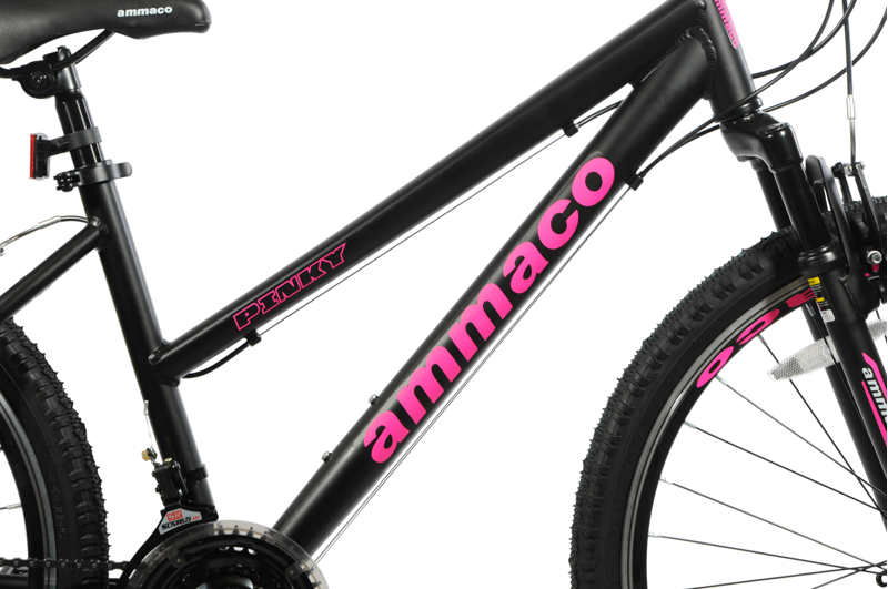 Ammaco Pinky 26 Inch Wheel Mountain Bike Black and Pink-4